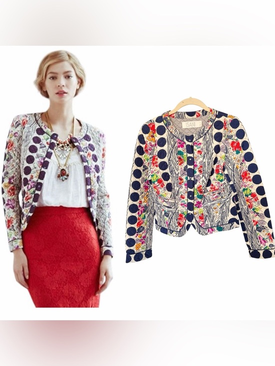 Anthropologie Jackets & Blazers - ANTHROPOLOGIE ISANI Salta Quilted Floral Polka Dot Jacket Size 2